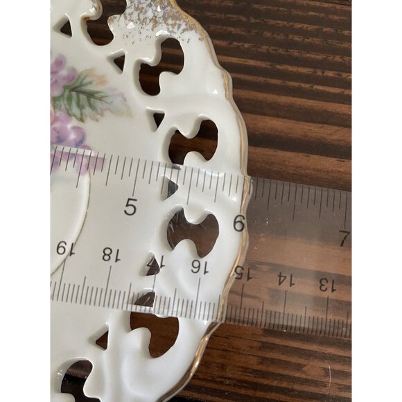 Vintage Reticulated Hand Painted Fruit Plate, 6” - Picture 9 of 9